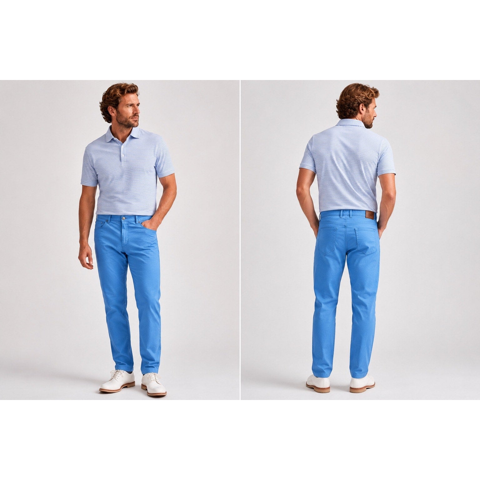 Peter Millar Signature Sateen Five Pocket Pants in Light Blue — Size 40 // Preowned