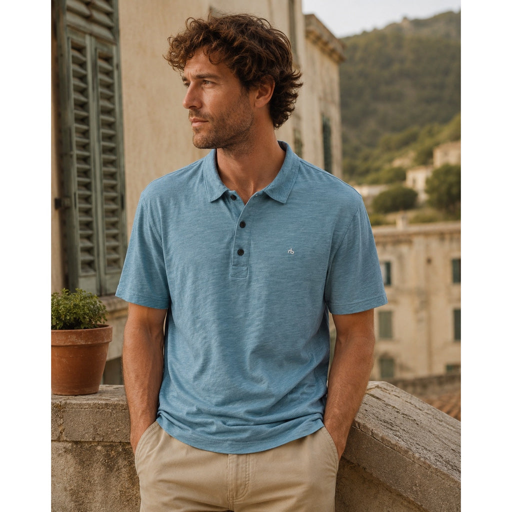 Rag & Bone Classic Slub Made in Peru Polo in Blue — Size 2XL // Preowned