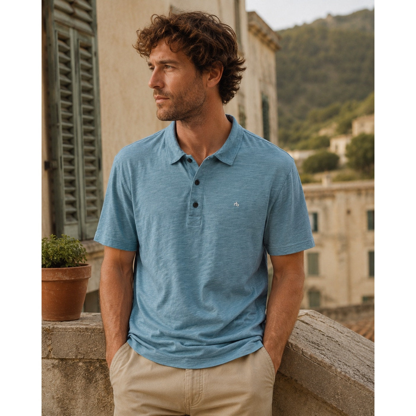 Rag & Bone Classic Slub Made in Peru Polo in Blue — Size 2XL // Preowned