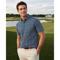 American Tall Floral Mesh Performance Polo in Navy, Blue, White — Size Small // Preowned