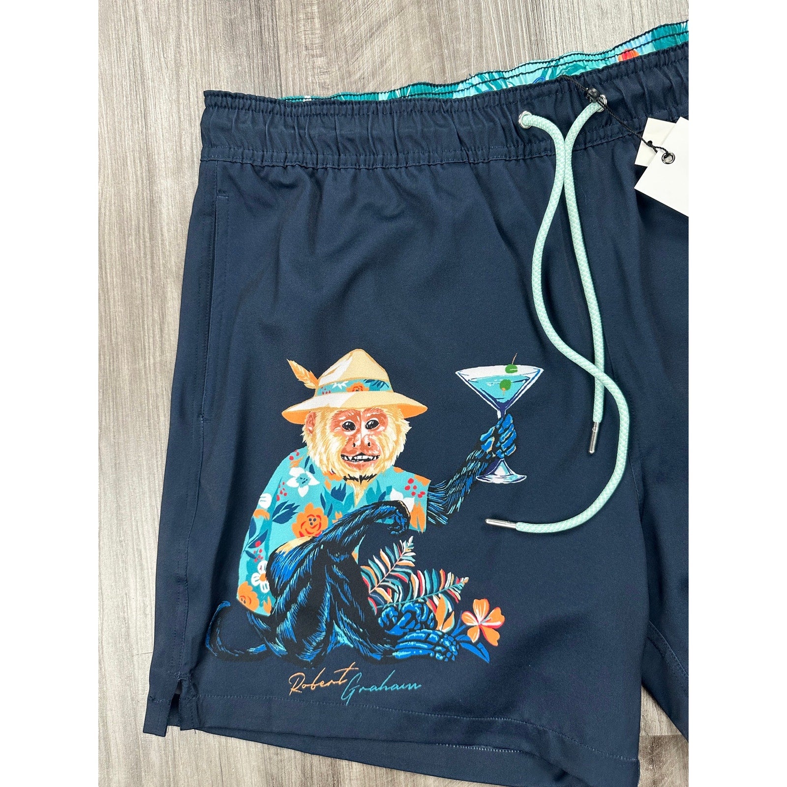 Robert Graham Vacation Monkey Swim Trunks — Size XL