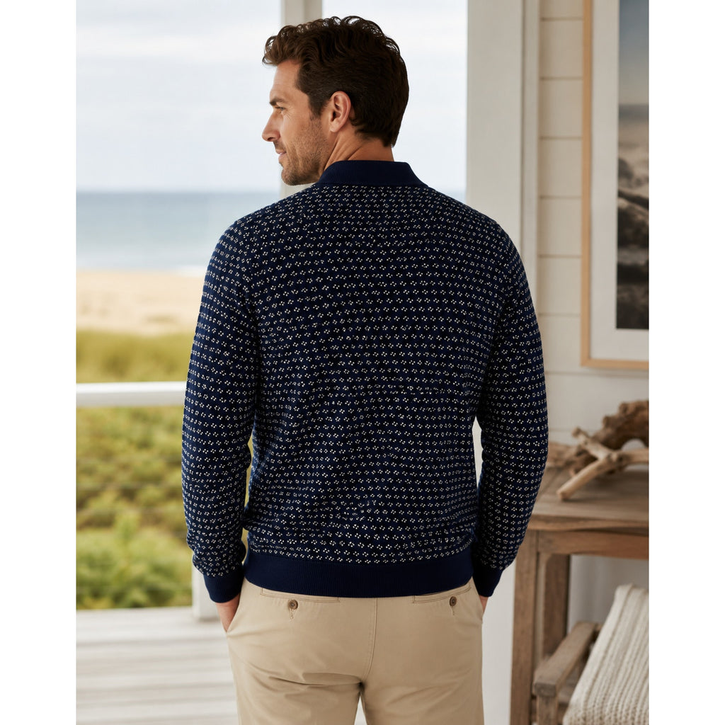Vineyard Vines Oysterman Birdseye Merino Wool Mock Henley Sweater - 2XL