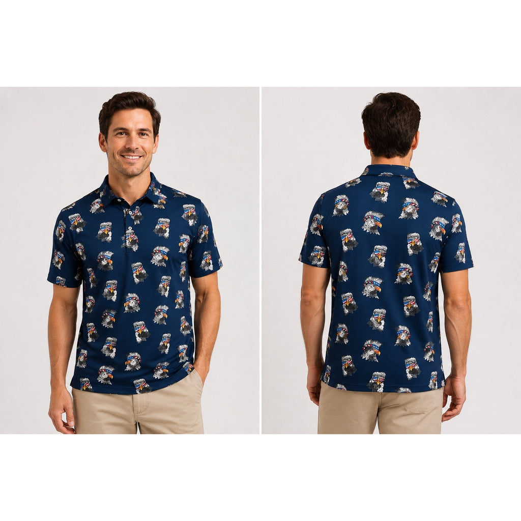 Chubbies The Bird Eye Blind USA Performance Polo in Navy — Size XL // Preowned