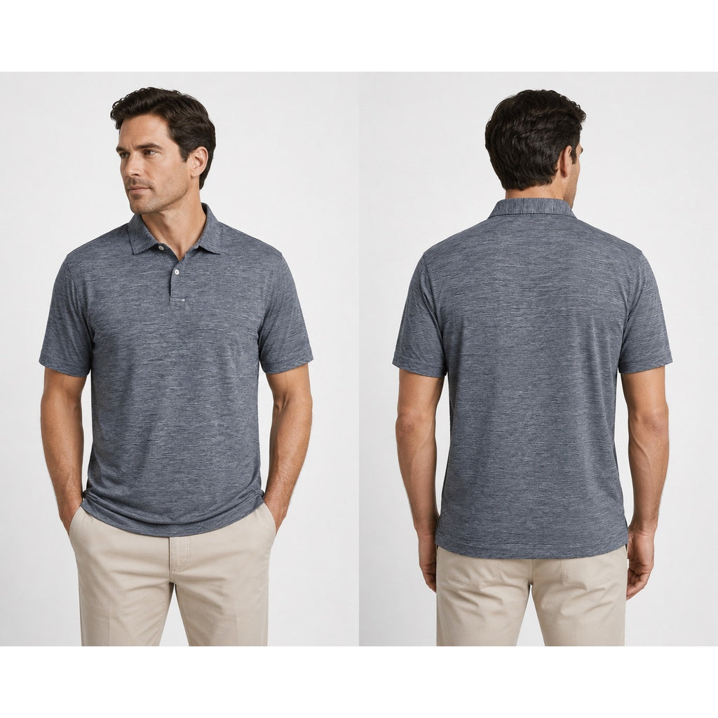 Peter Millar Featherweight Melange Golf Polo in Heather Gray — Size XL // Preowned