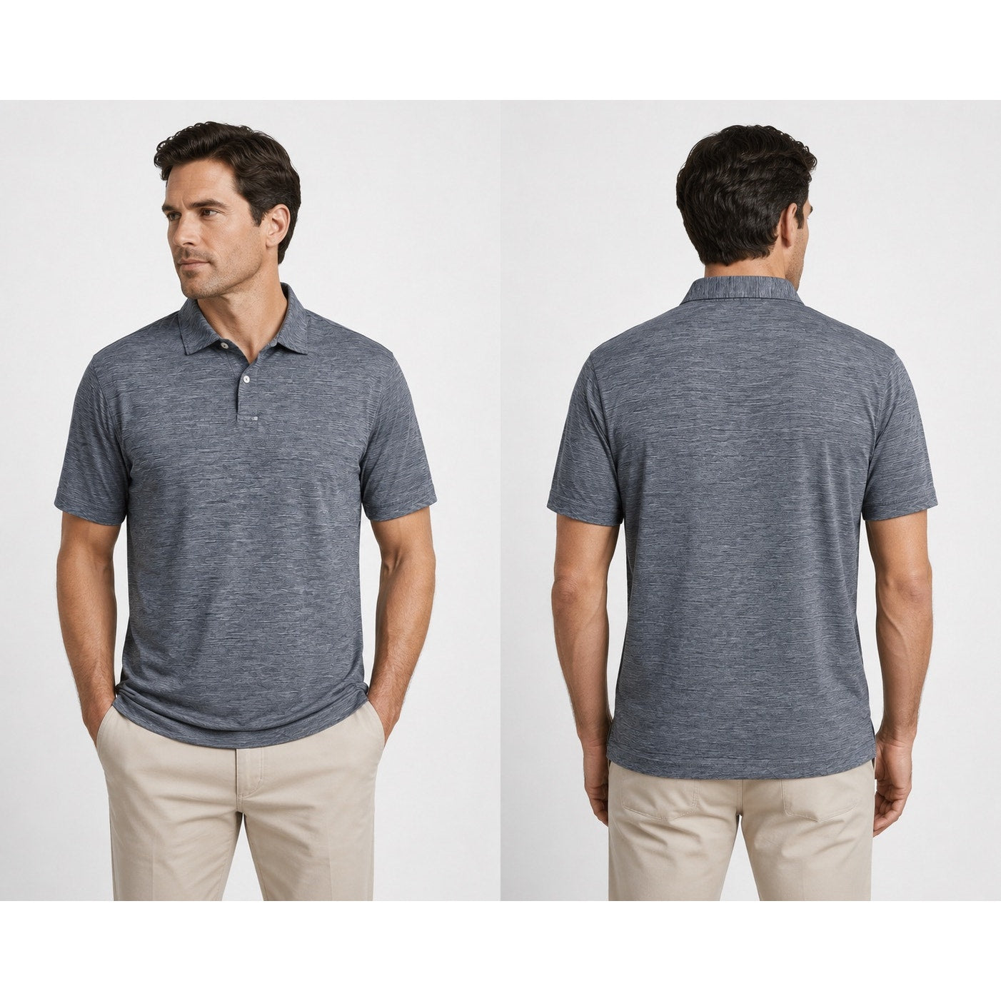 Peter Millar Featherweight Melange Golf Polo in Heather Gray — Size XL // Preowned
