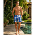 Robert Graham Floral Paisley Swim Trunks in Blue Navy and White — Size Medium