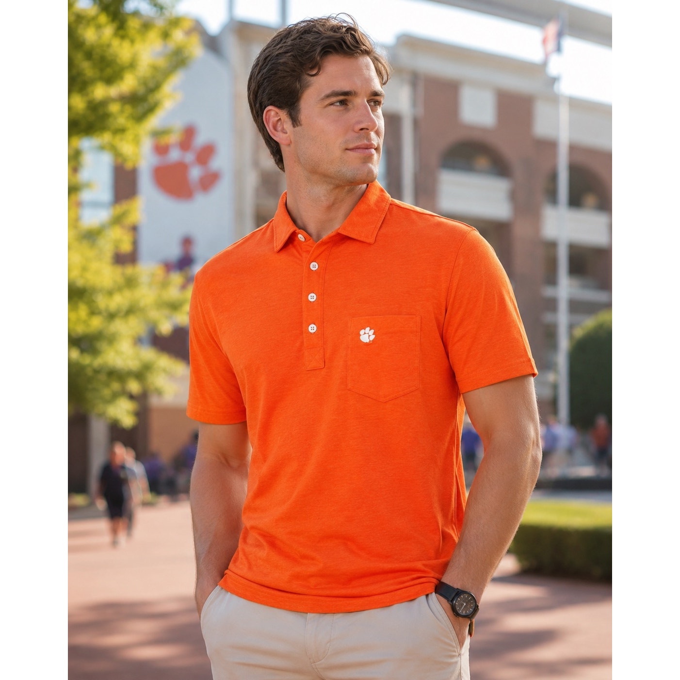 Johnnie-O Clemson Tigers Gameday Original Polo in Orange — Size Medium // Preowned
