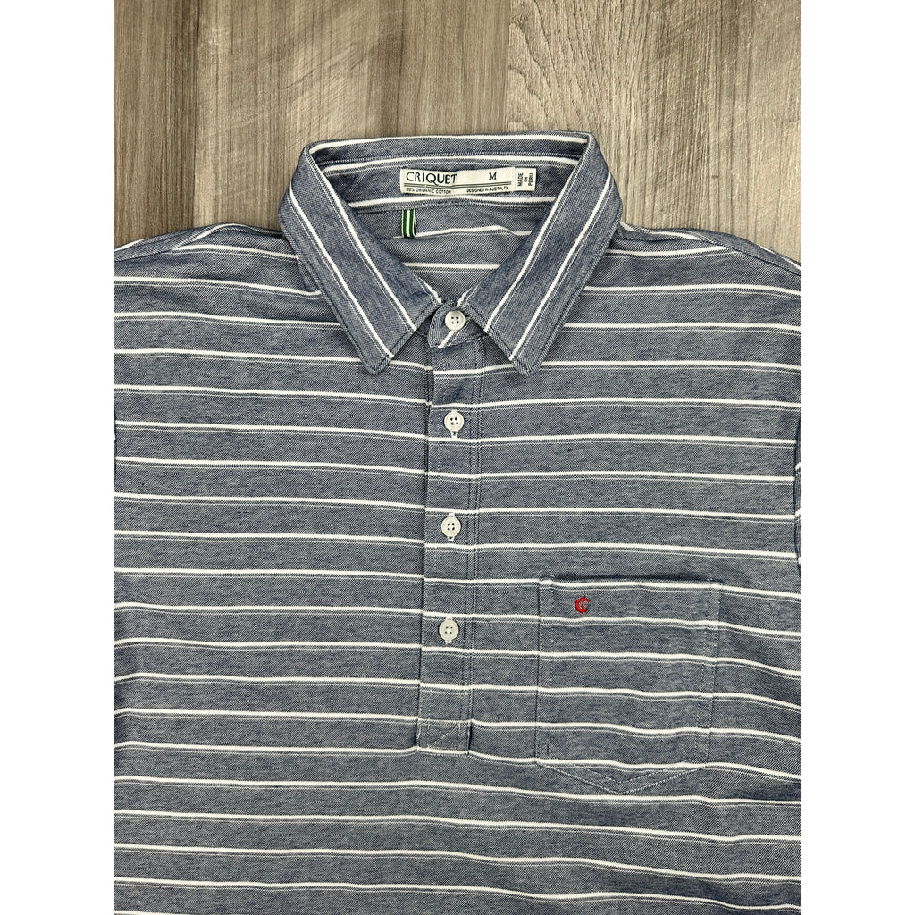 Criquet JG40 Striped Pique Players Polo — Size Medium // Preowned