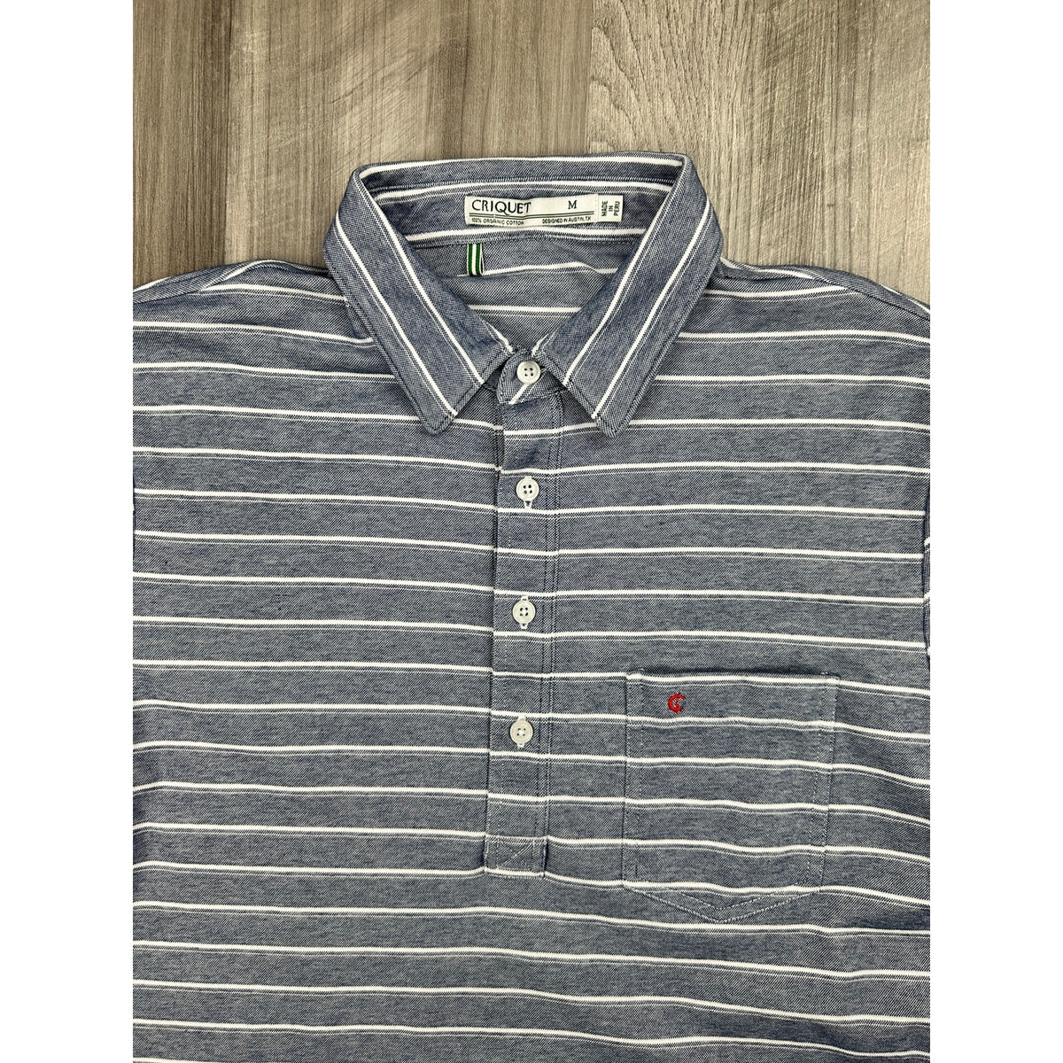 Criquet JG40 Striped Pique Players Polo — Size Medium // Preowned