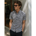 Theory Zack PS Ranunculus Print Short Sleeve Shirt in Light Brown and Black — Size XL // Preowned
