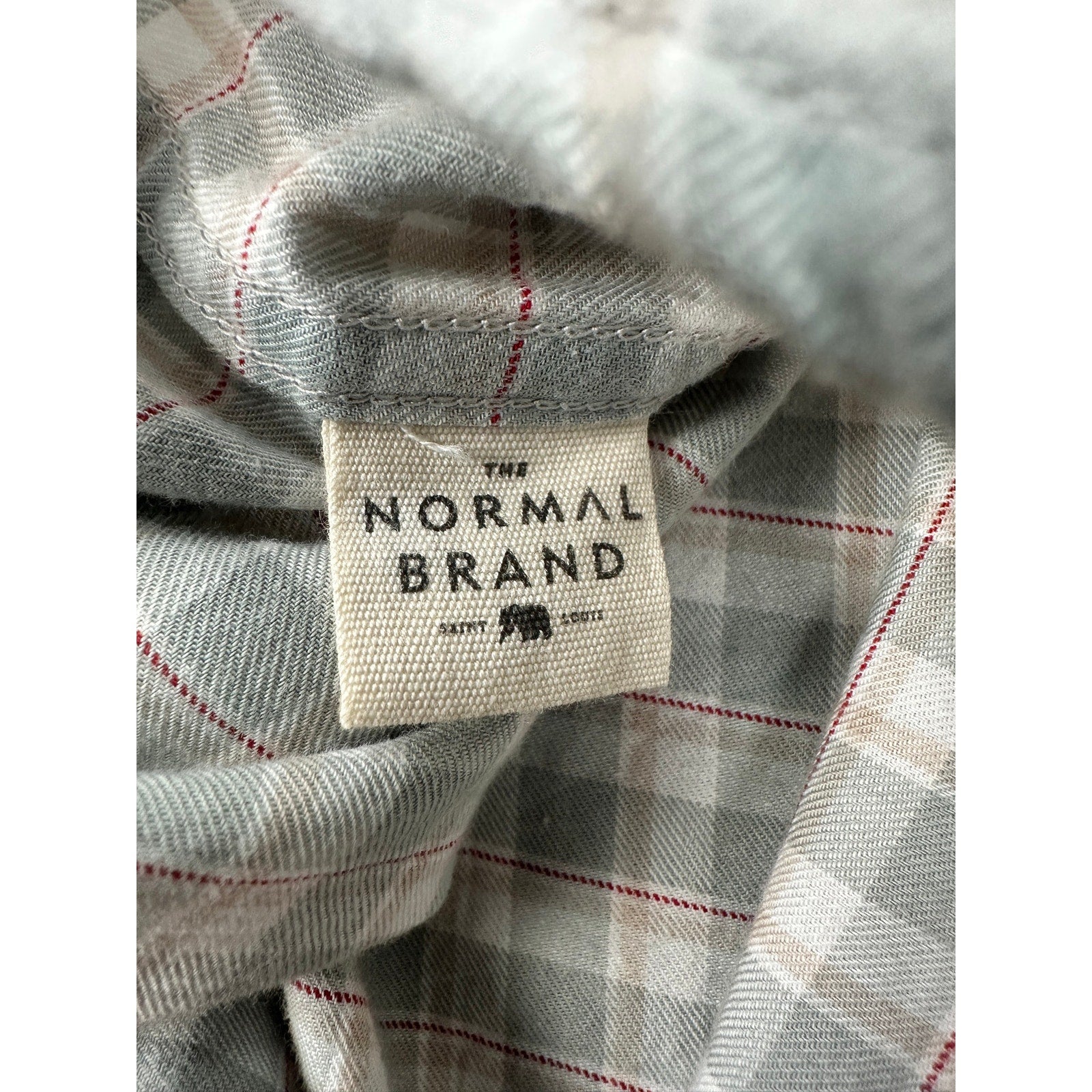 The Normal Brand Plaid Long Sleeve Button Down in Gray Tan Red and White — Size XL // Preowned