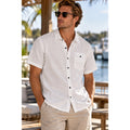 Blanco by Nature Lino Short Sleeve Button Down Shirt — Size 2XL