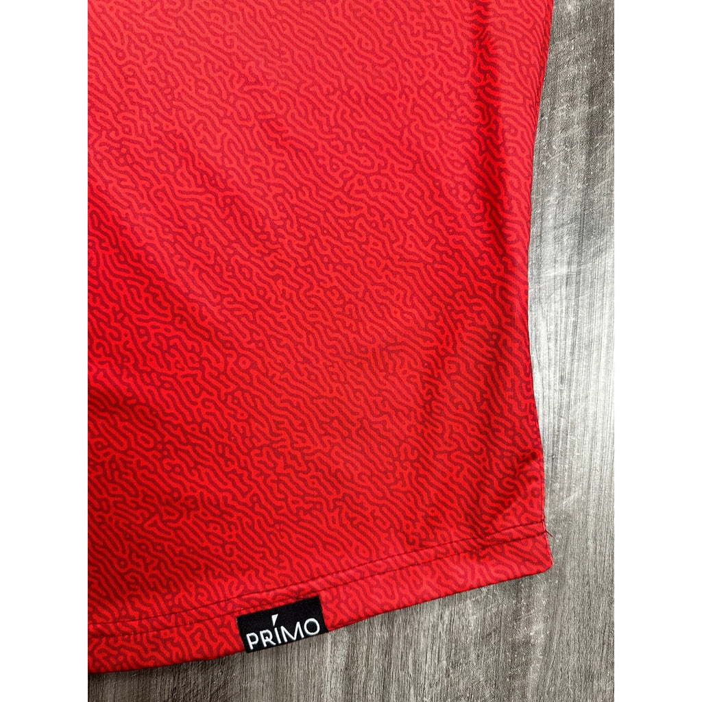 Primo Red Maze Classic Golf Polo in Red and Dark Red — Size XL // Preowned