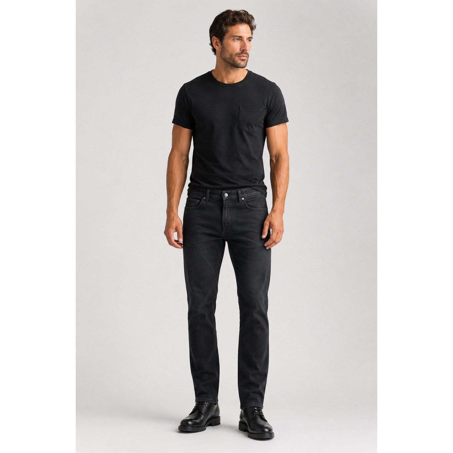 Buffalo David Bitton Ash Slim Black Rinse Stretch Denim Jeans — 34x30