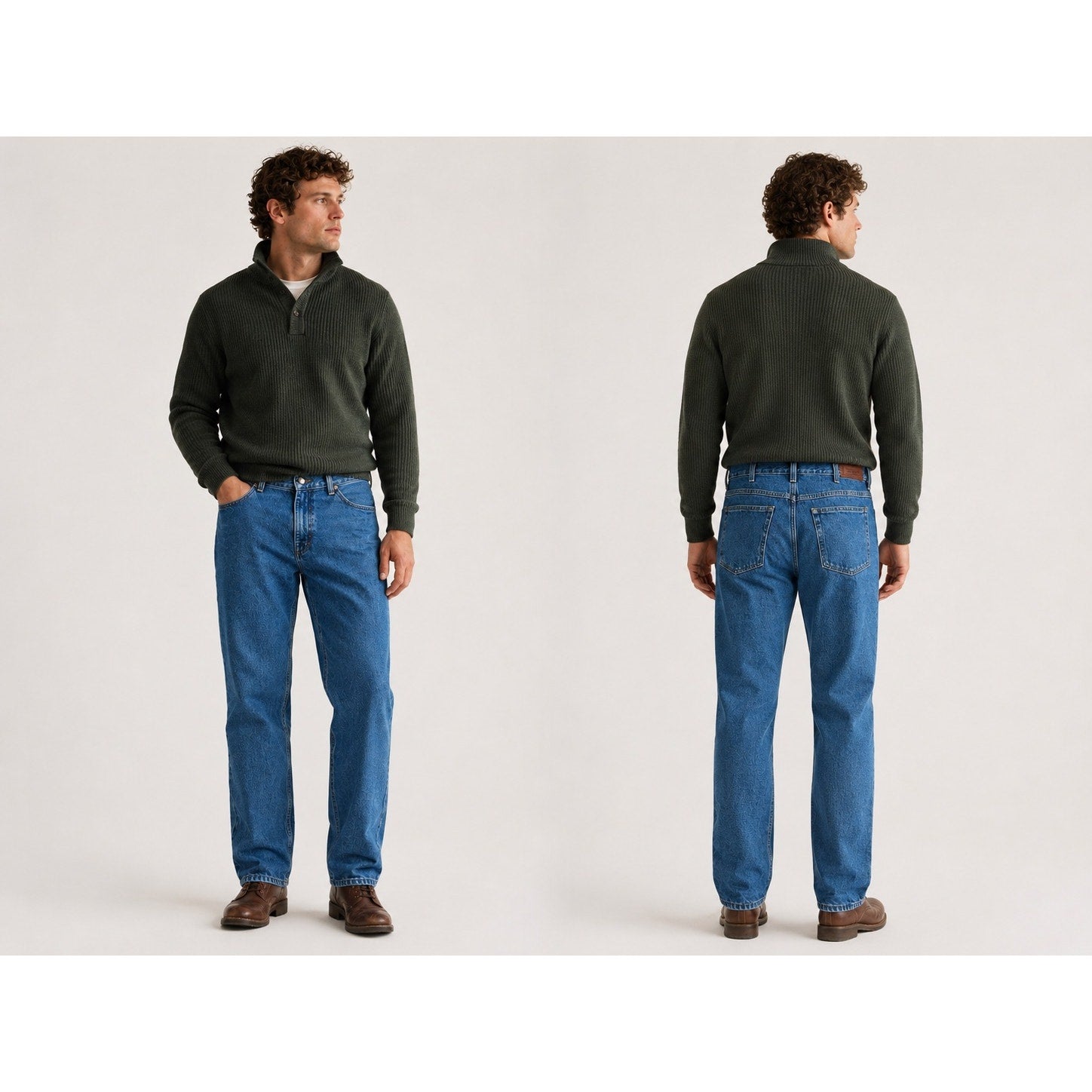 L.L. Bean Double L Classic Fit Flannel-Lined Jeans in Blue — Size 34x34 // Preowned