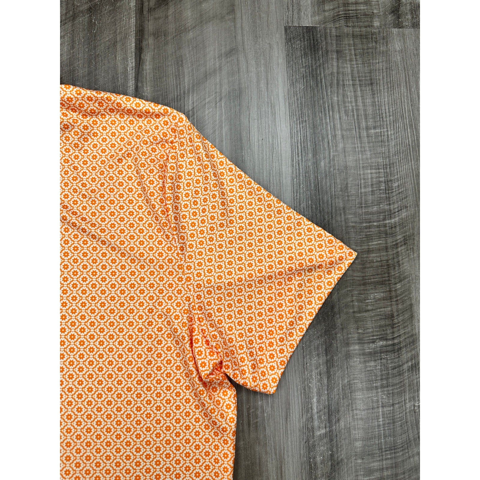 Redvanly Harrow Floral Golf Polo in Tangelo Orange, White — Size XL