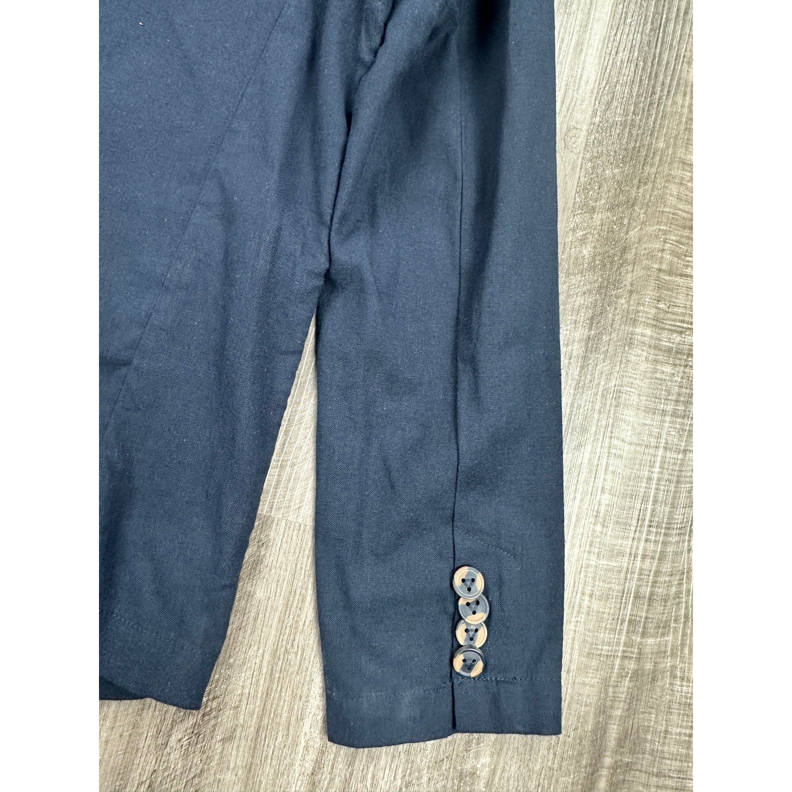 Ike Behar Unstructured Suit in Dark Navy Cotton Linen Spandex — Size Small