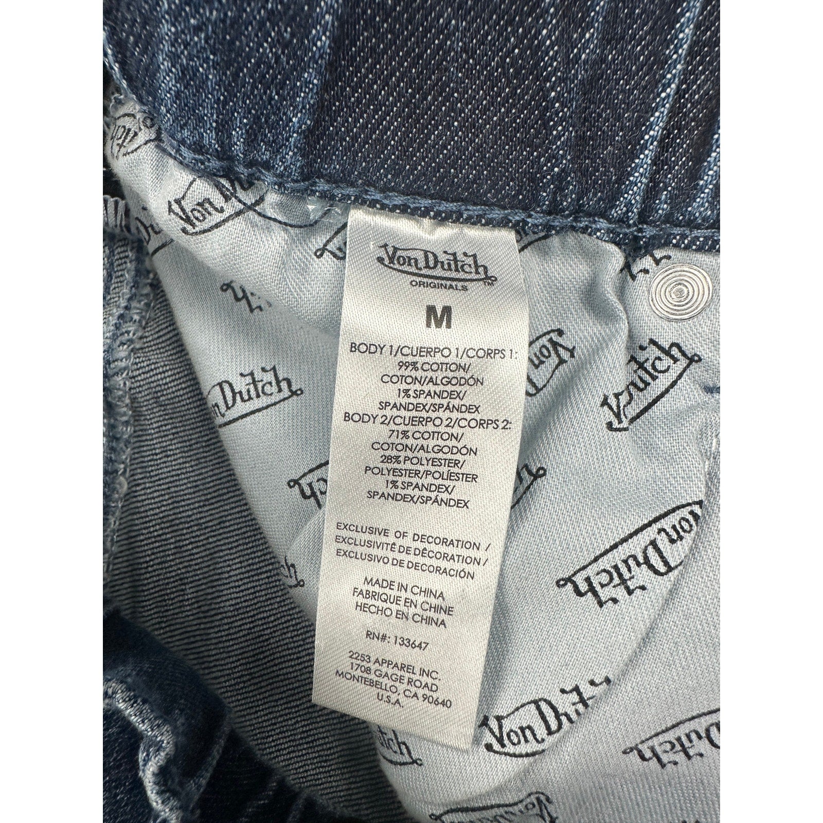 Von Dutch Denim Elastic Waist Shorts in Highblow Wash — Size Medium