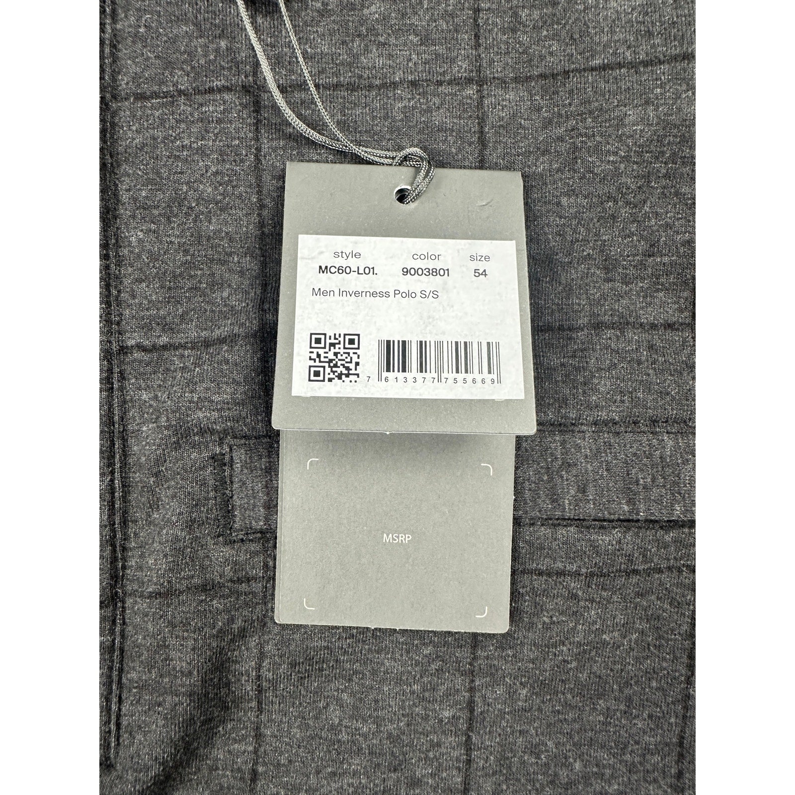 KJUS Inverness Windowpane Tech Polo in Charcoal, Black — Size 52 (Large)