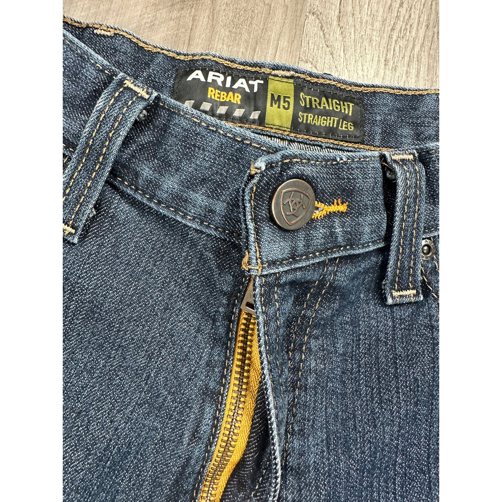 Ariat Rebar M5 Durastretch Stacked Straight Jeans in Blackstone Blue — Size 32x34 // Preowned