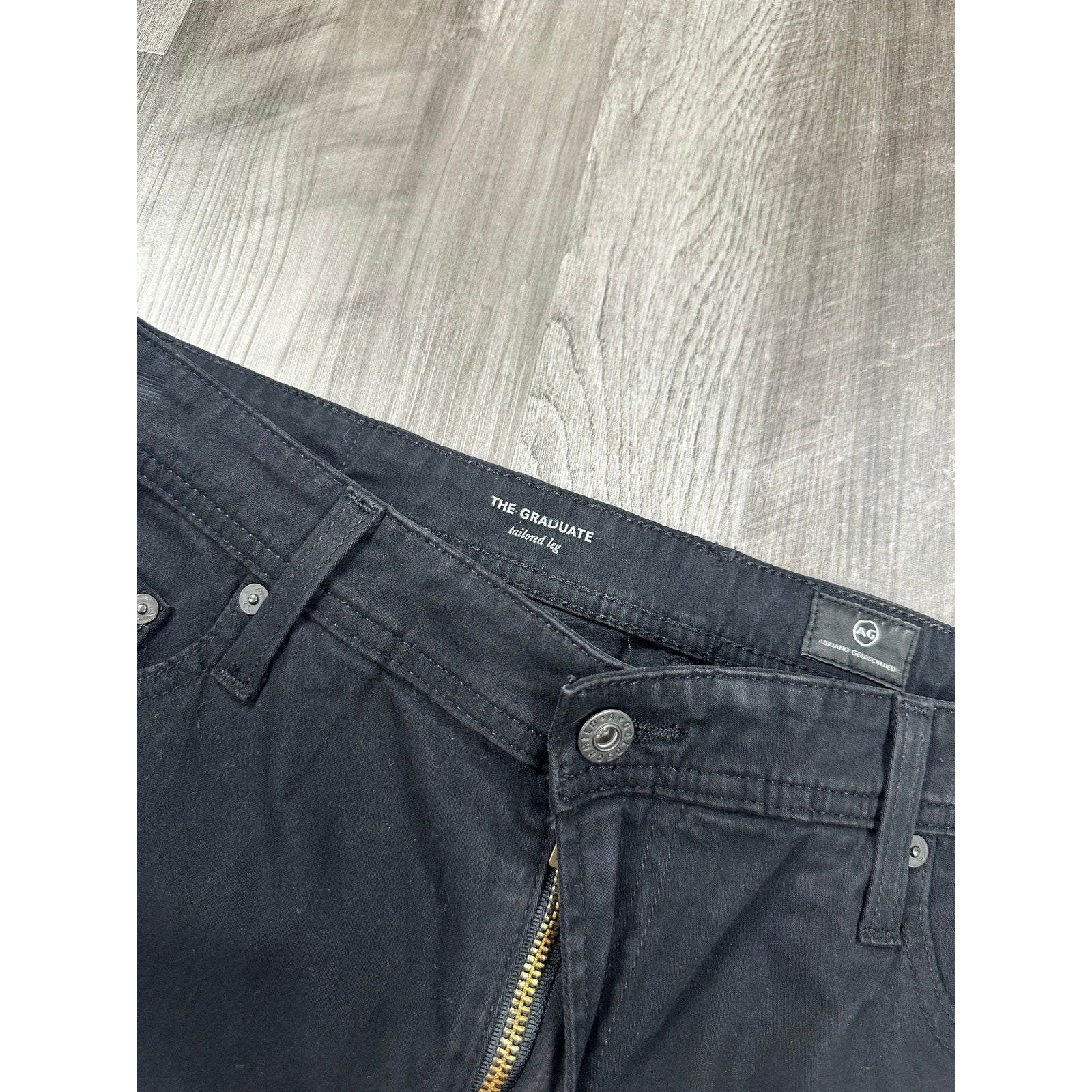 AG Adriano Goldschmied The Graduate Tailored Leg Pant in Super Black — 36x32