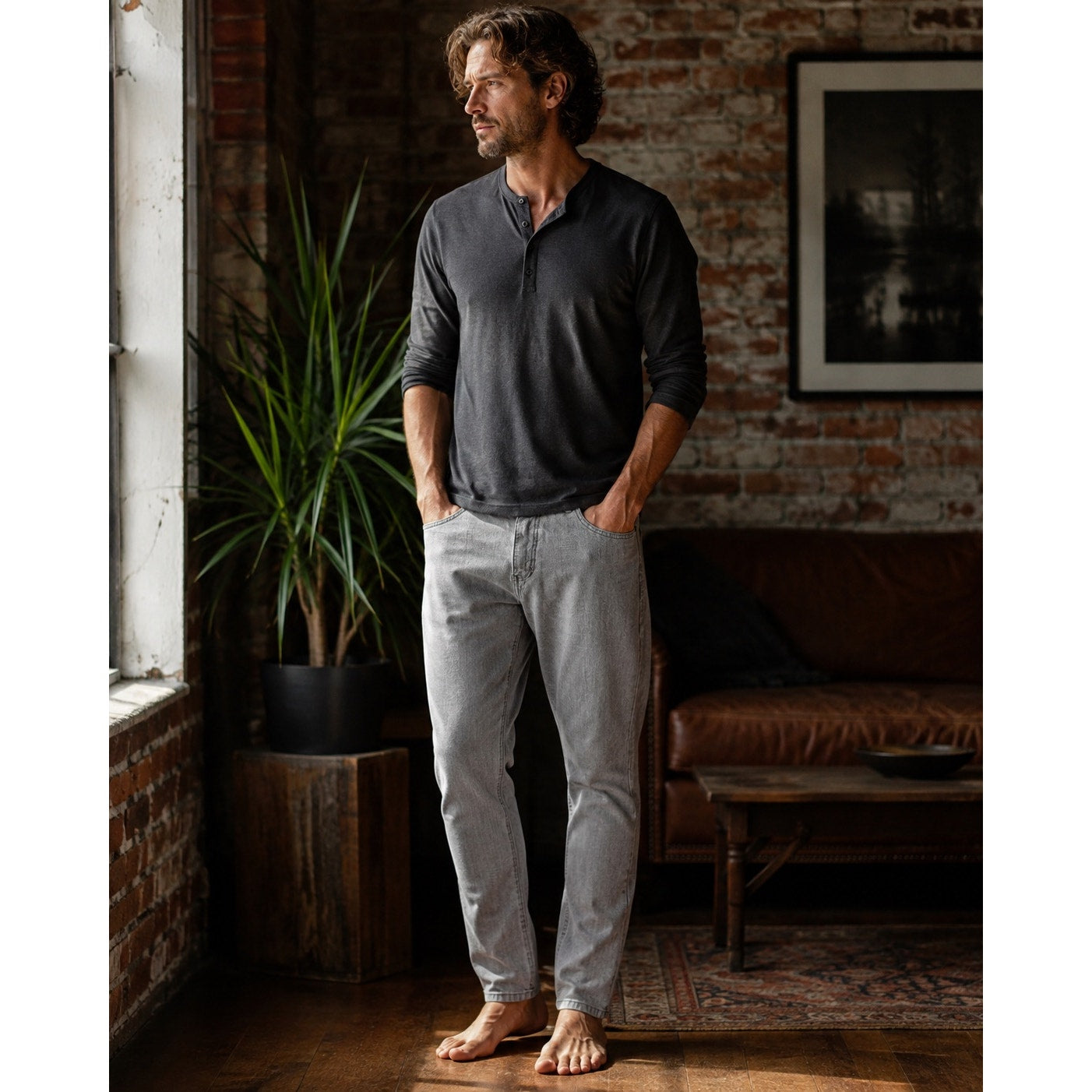 Raleigh Denim Graham Relaxed Tapered Made in USA Jeans in Gray — Size 32 // Preowned