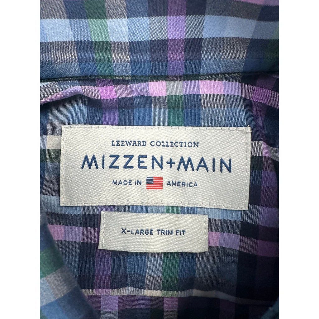 Mizzen+Main Leeward Collection Performance Plaid Trim Fit Long Sleeve Shirt — Size XL // Preowned