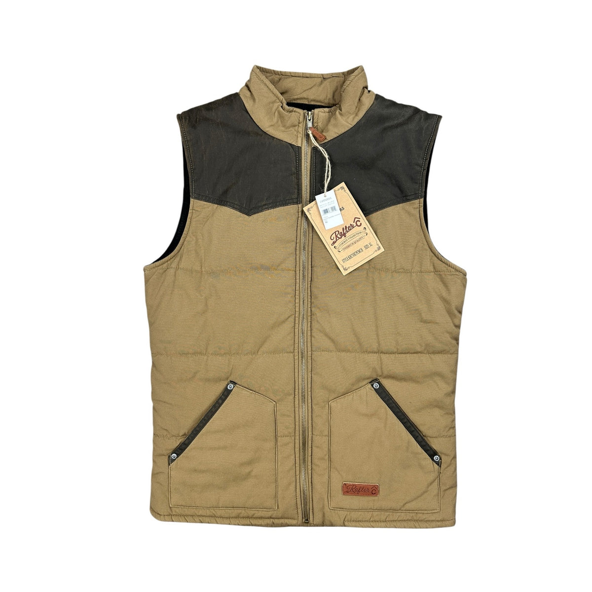 Rafter-C Boys' Camel with Chocolate Brown Yokes Quilted Western Vest — Size Boys XL