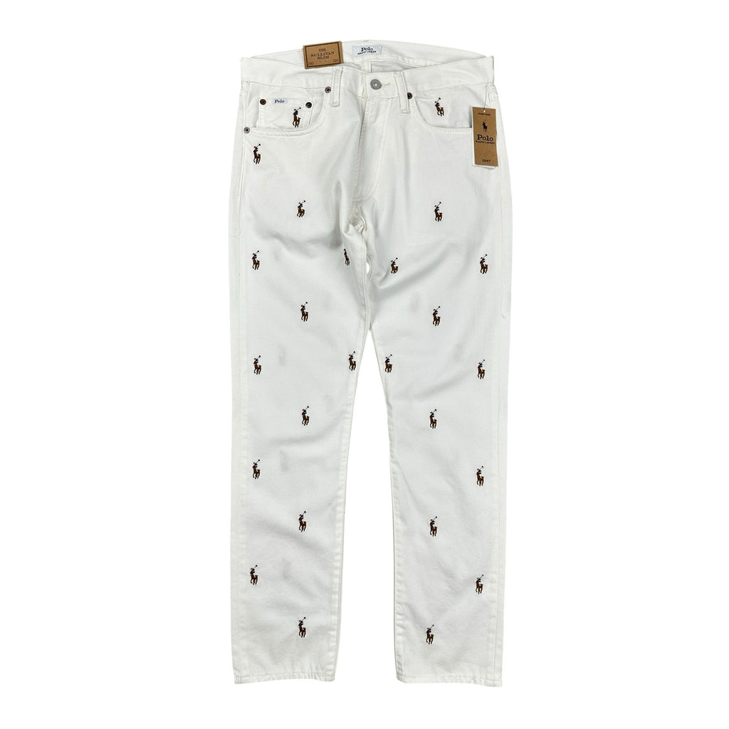 Polo Ralph Lauren Sullivan Slim Pony AOP Stitched Jean in White — Size 30x30