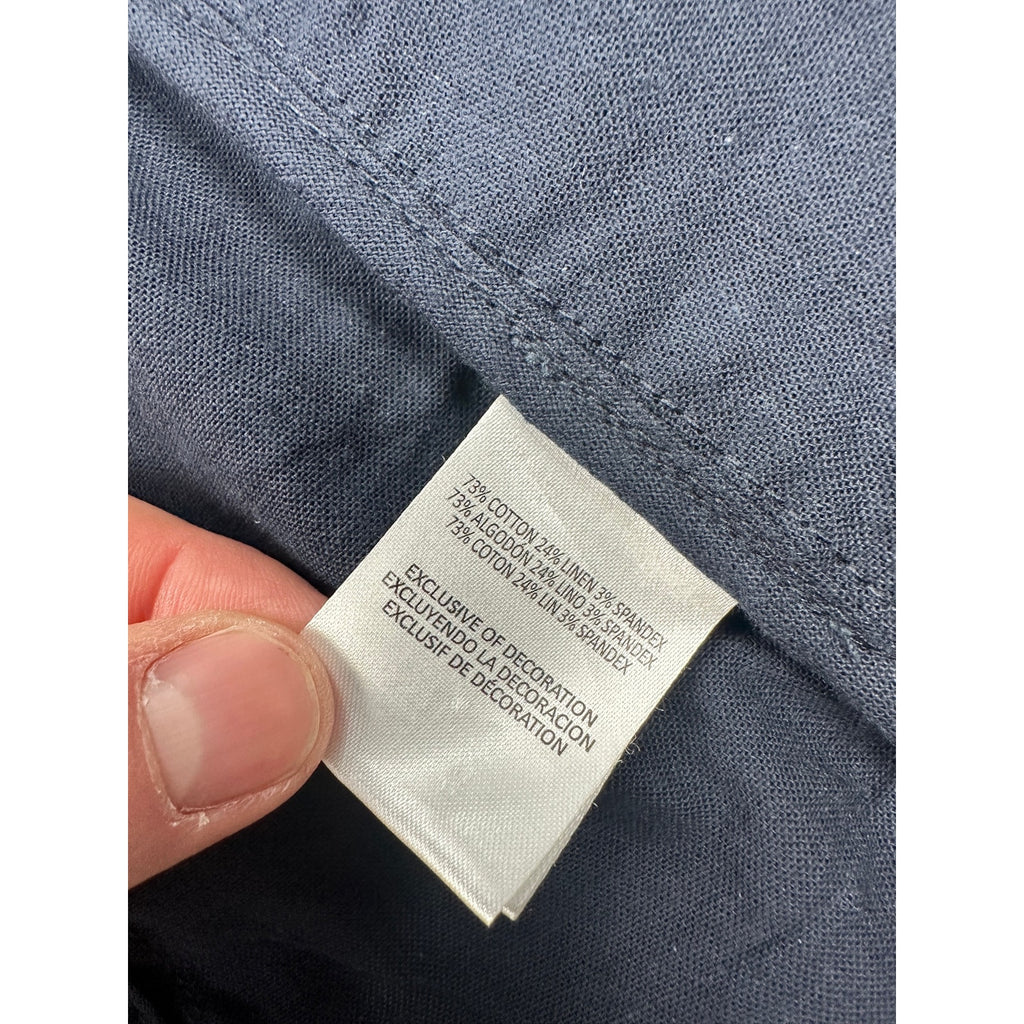 Ike Behar Unstructured Suit in Dark Navy Cotton Linen Spandex — Size Small