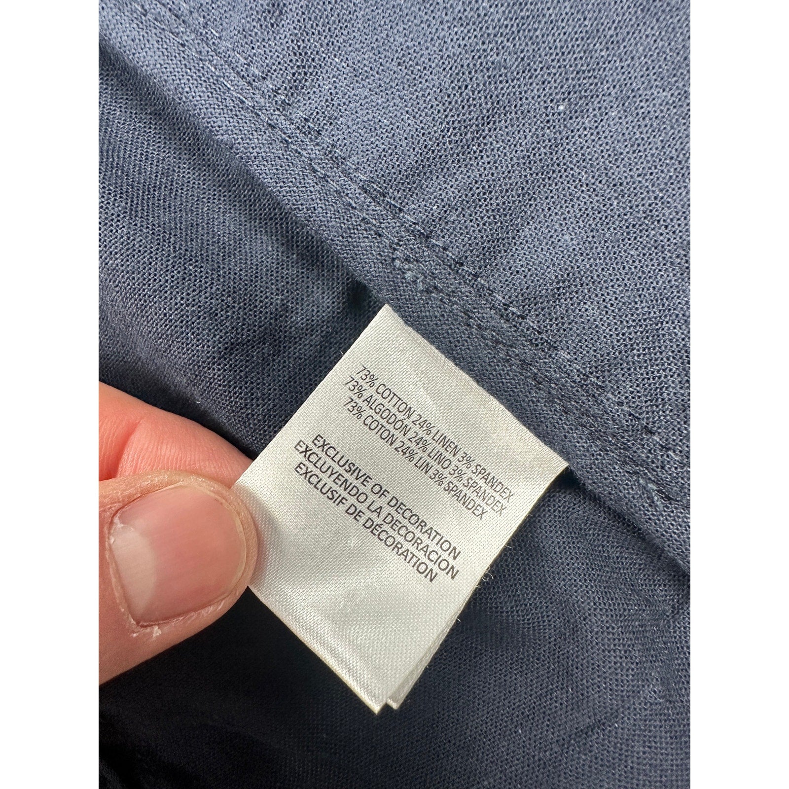 Ike Behar Unstructured Suit in Dark Navy Cotton Linen Spandex — Size Small