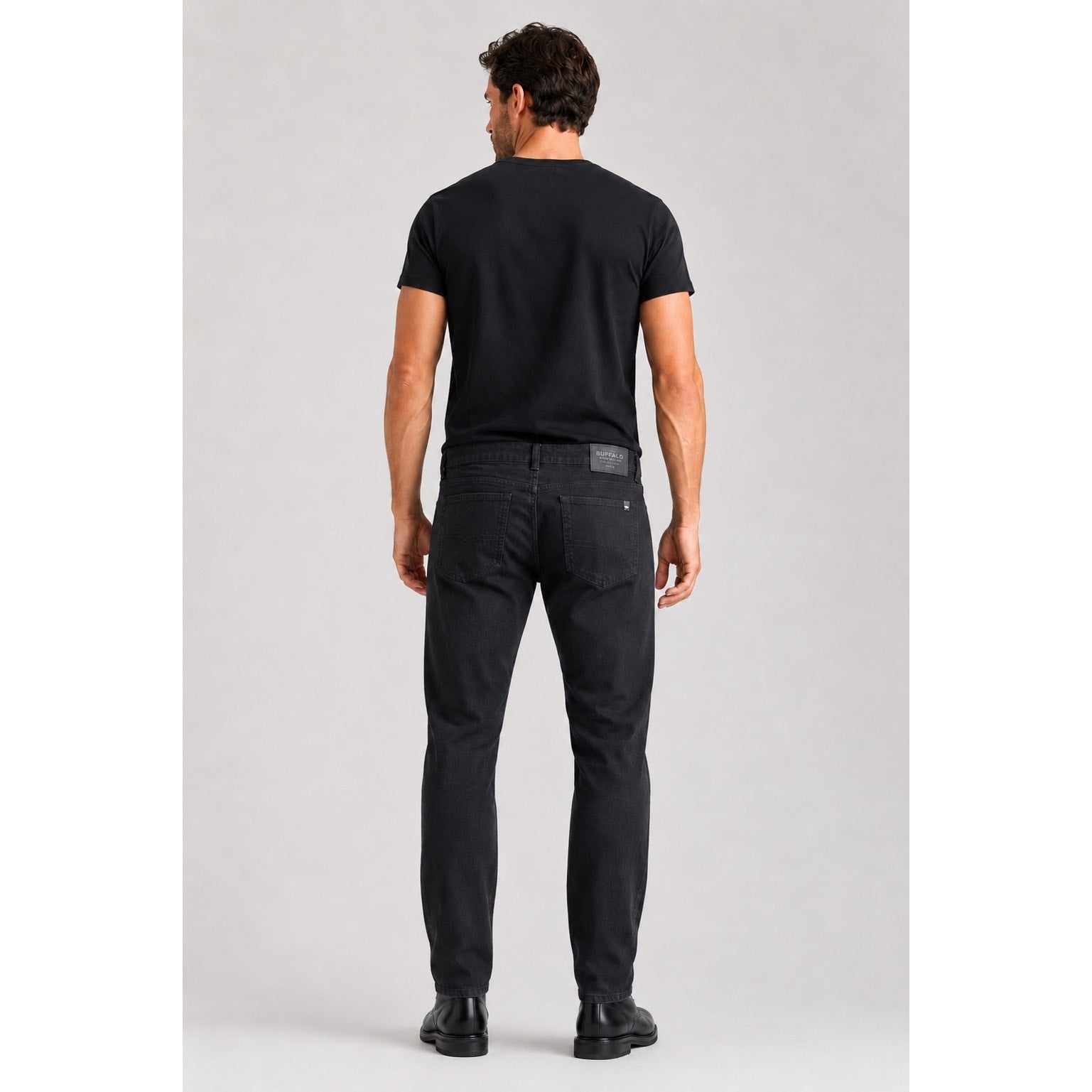 Buffalo David Bitton Ash Slim Black Rinse Stretch Denim Jeans — 34x30