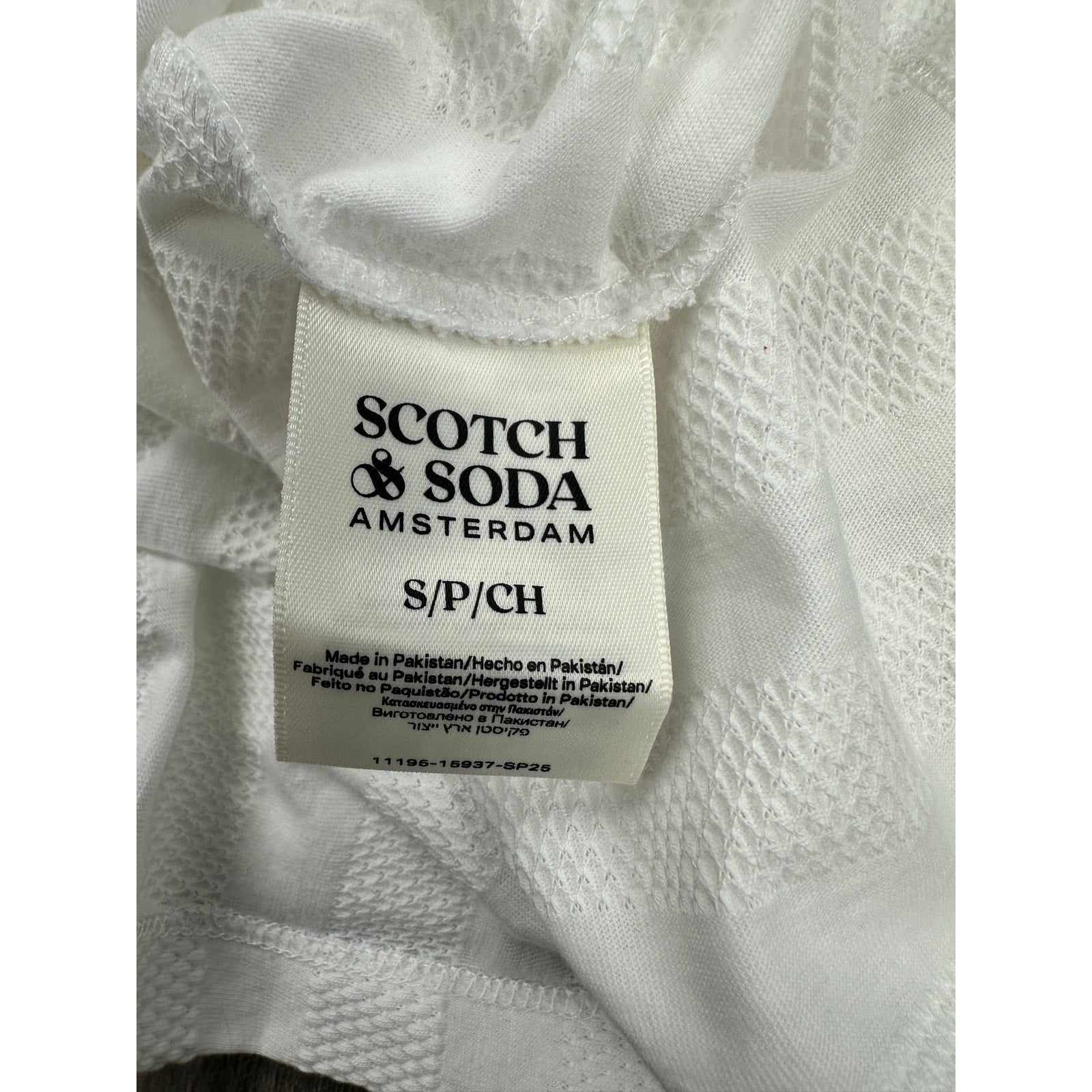 Scotch & Soda Popcorn Pique Zip Polo in Star White — Size Small