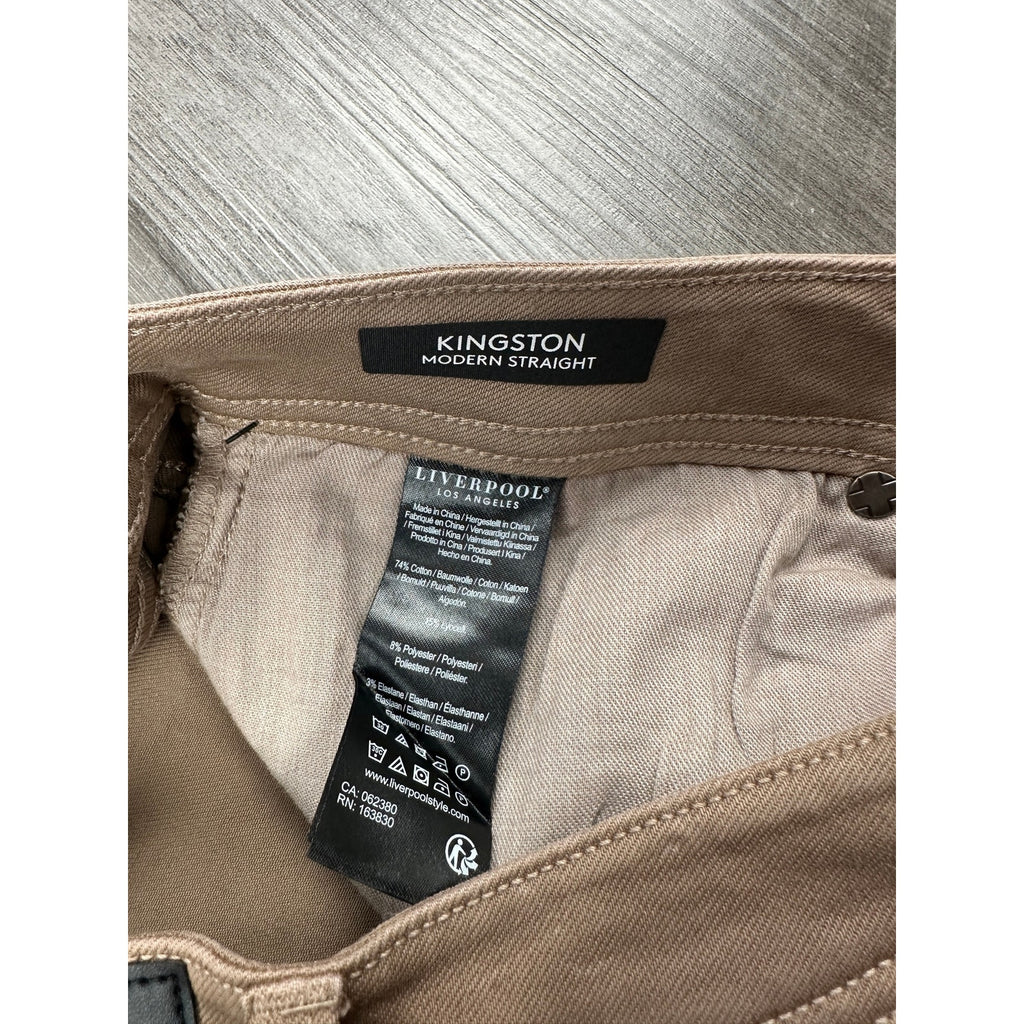 Liverpool Los Angeles Kingston Modern Straight Stretch Jean in Taupe — Size 32x34