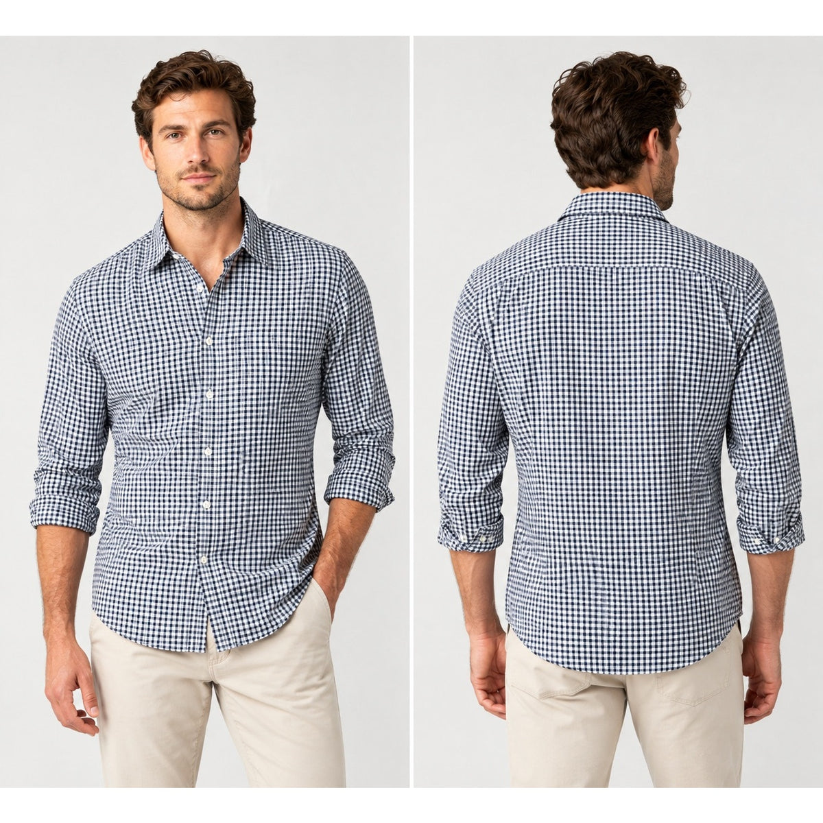 Mizzen+Main Leeward Performance Trim Fit Checkered Long Sleeve Button Down Shirt — Size Medium // Preowned