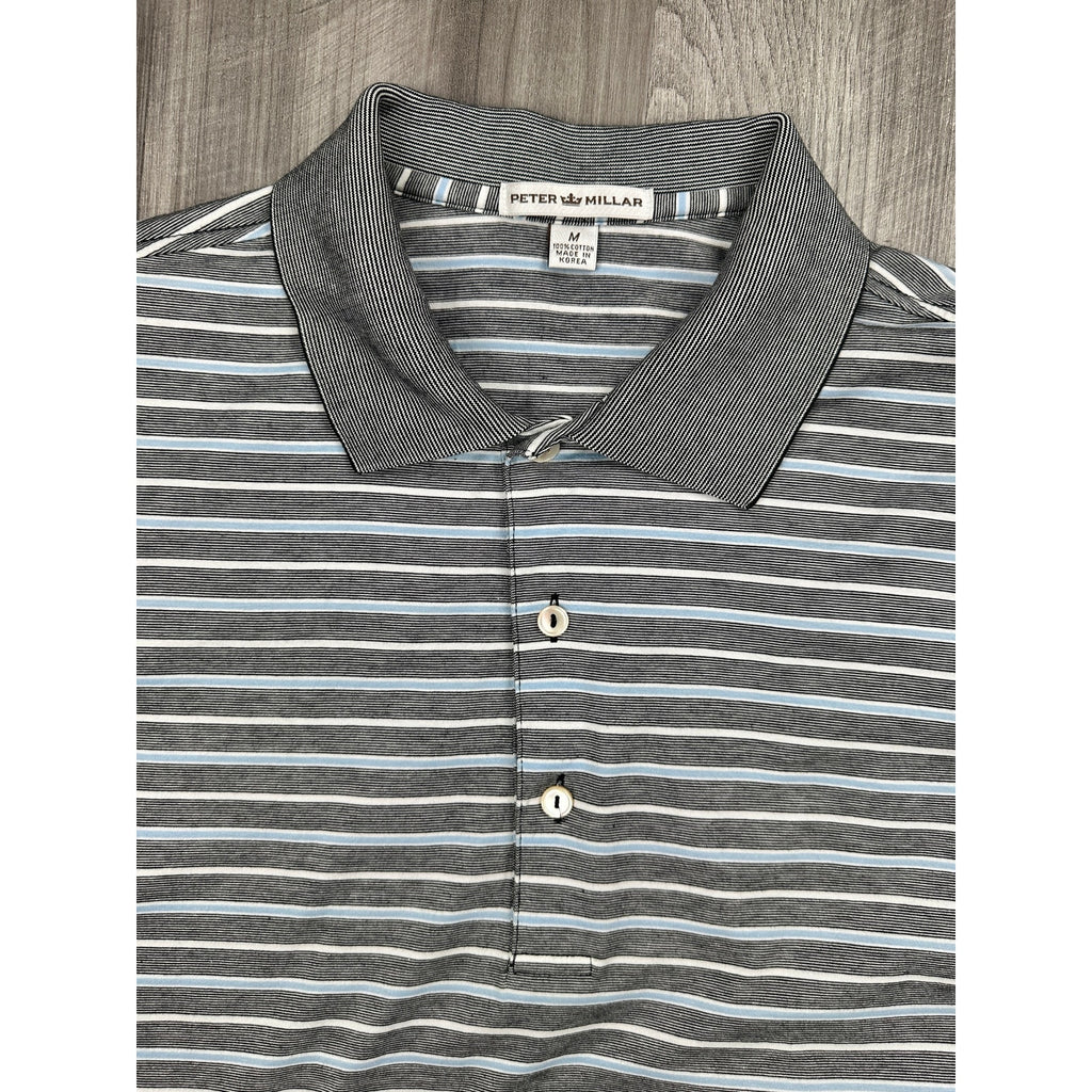 Peter Millar Cotton Jersey Knit Striped Polo — Size Medium // Preowned