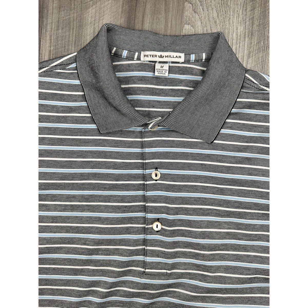 Peter Millar Cotton Jersey Knit Striped Polo — Size Medium // Preowned