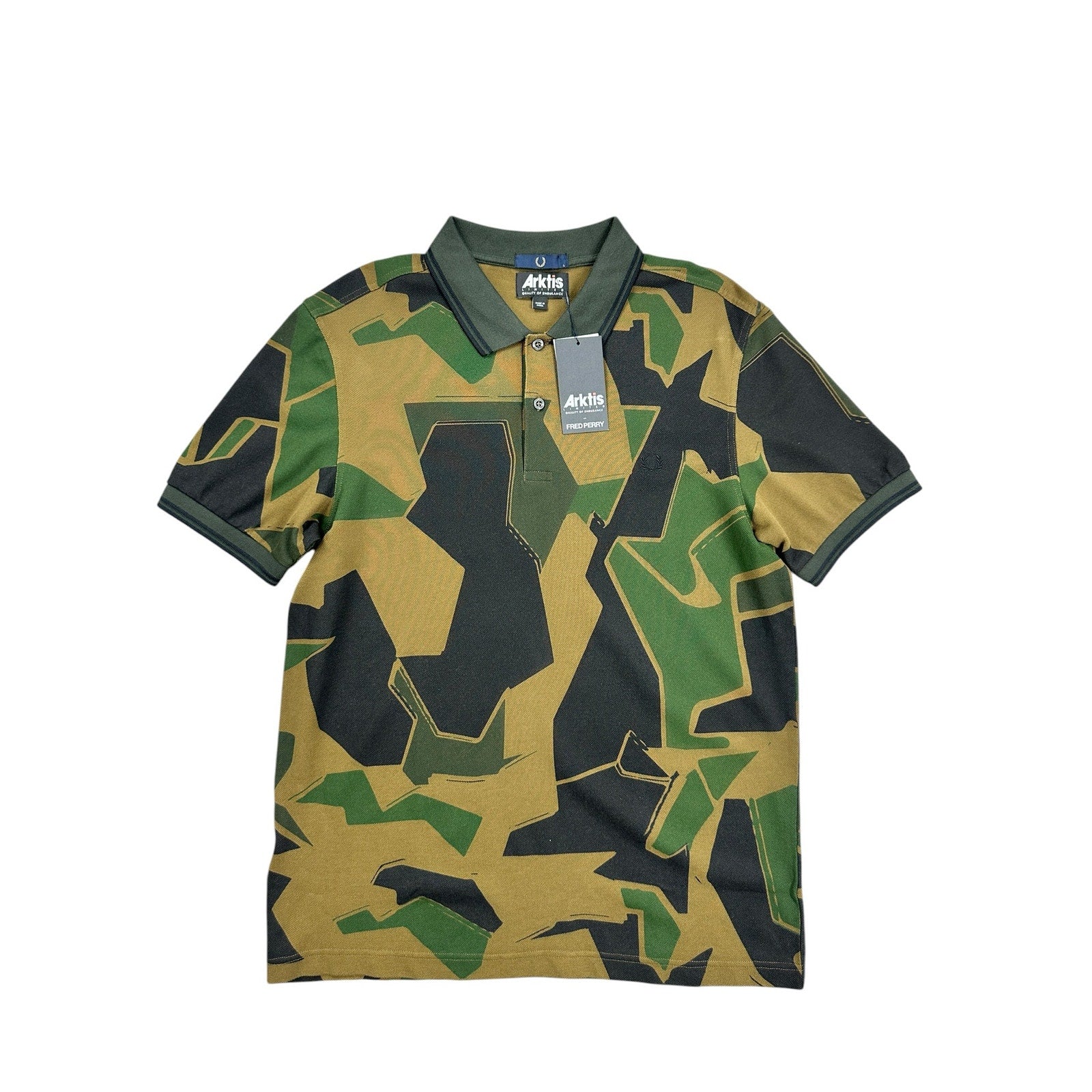 Fred Perry x Arktis Limited Edition Arktis Pique Polo Shirt in Woodland Camo — Size Large