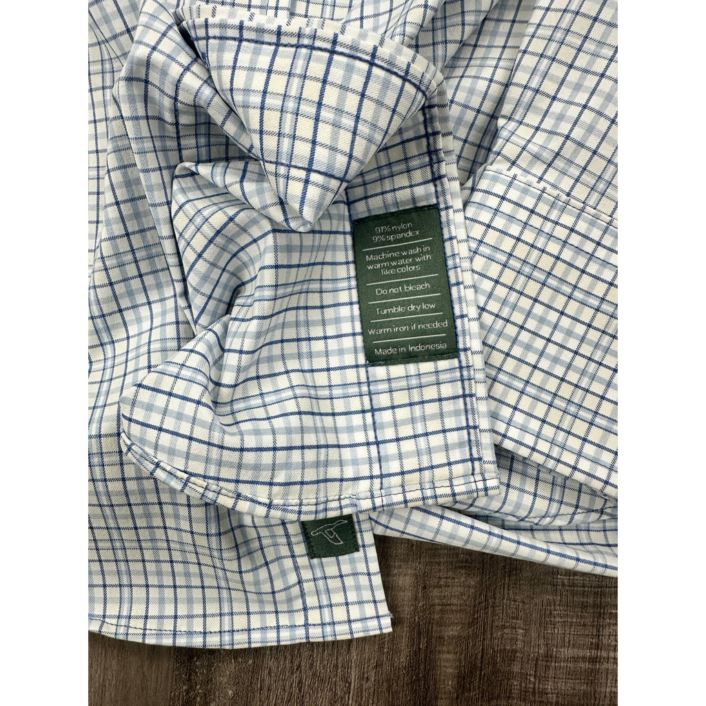 Genteal Club Collection Performance Sport Shirt Long Sleeve Button Down in Ether Plaid — Size XL