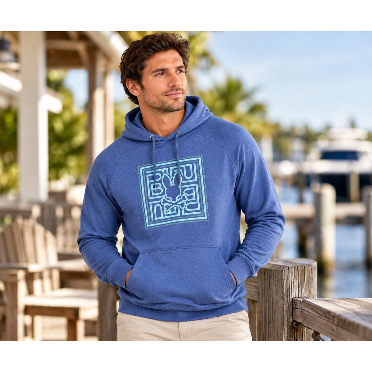 Psycho Bunny Gio Embroidered Pullover Hoodie — Size Medium
