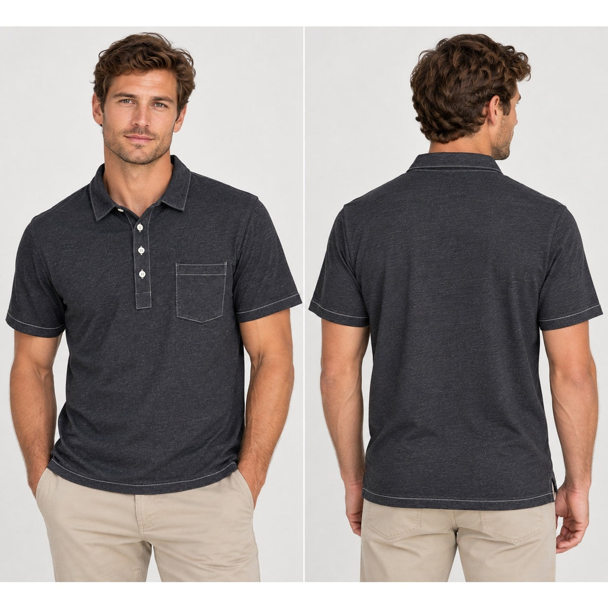Billy Reid Heathered Pensacola Polo — Size Large // Preowned