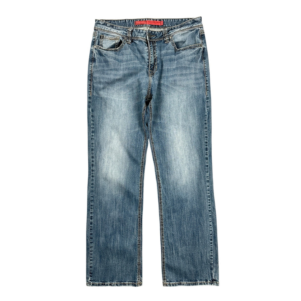 Rock & Roll Denim Double Barrel Relaxed Straight Leg Jean in Blue — Size 36x34 // Preowned