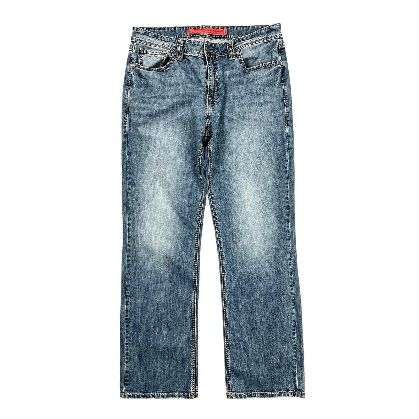 Rock & Roll Denim Double Barrel Relaxed Straight Leg Jean in Blue — Size 36x34 // Preowned