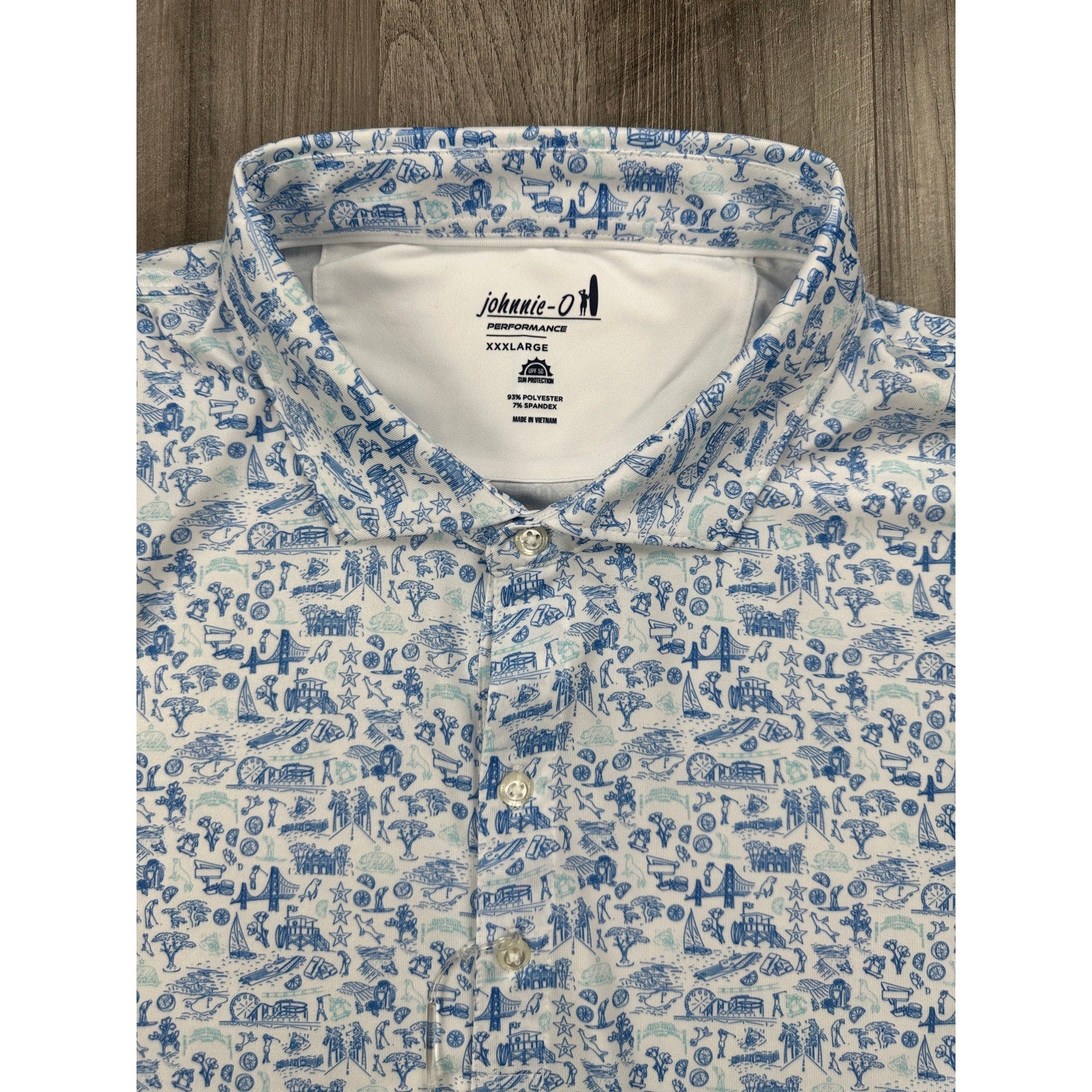 Johnnie-O 20 Years of Johnnie-O Performance Jersey Golf Polo in Palisades Blue — Size 3XL