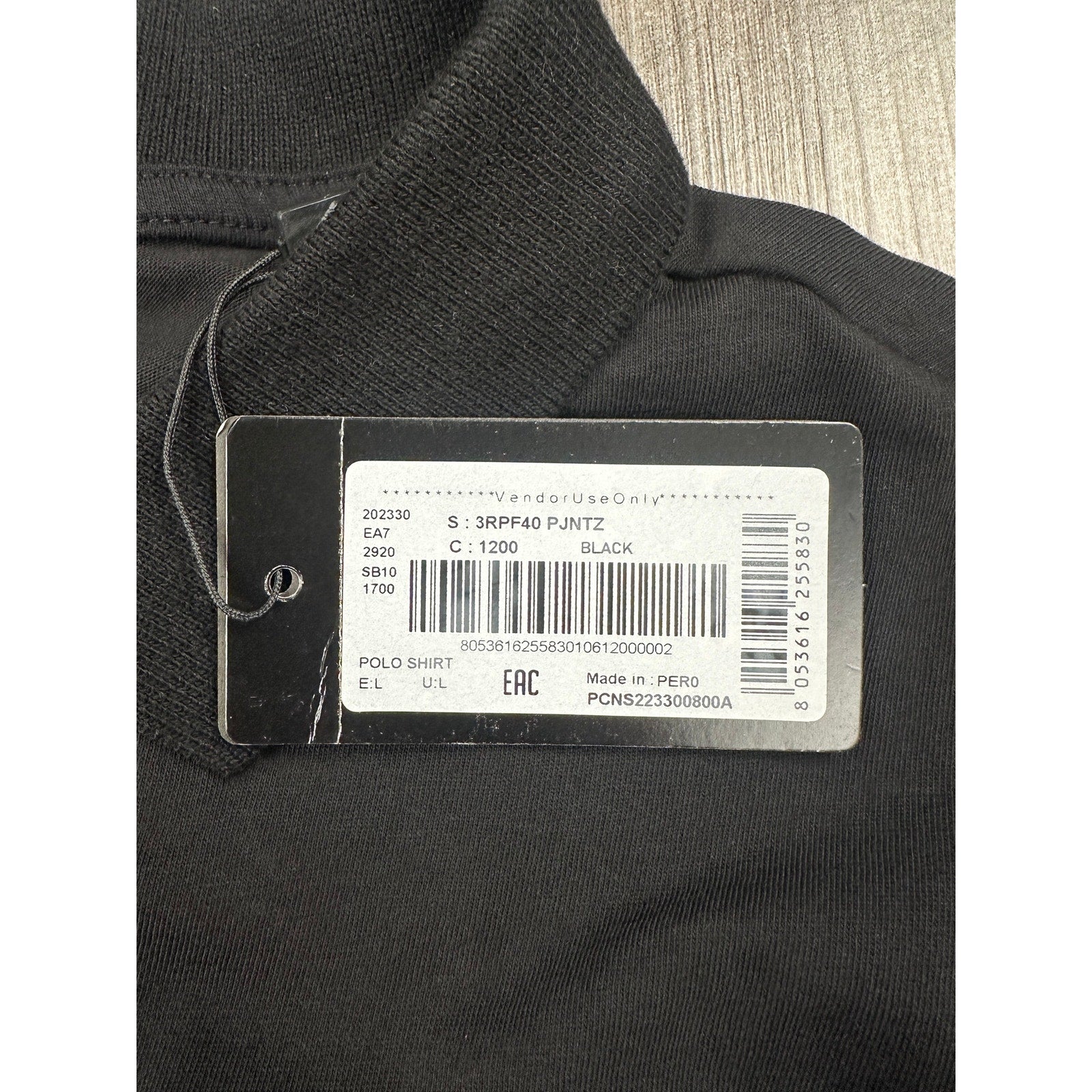 Emporio Armani EA7 Core Shield Collection Cotton Jersey Polo Shirt in Black — Size Large
