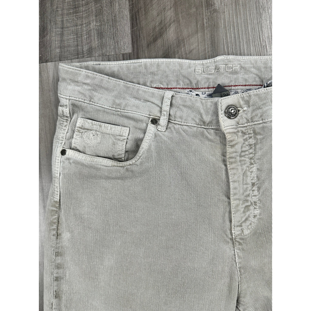 Bugatchi Fitil Velvet Corduroy Straight Pants in Stone — Size 35 // Preowned