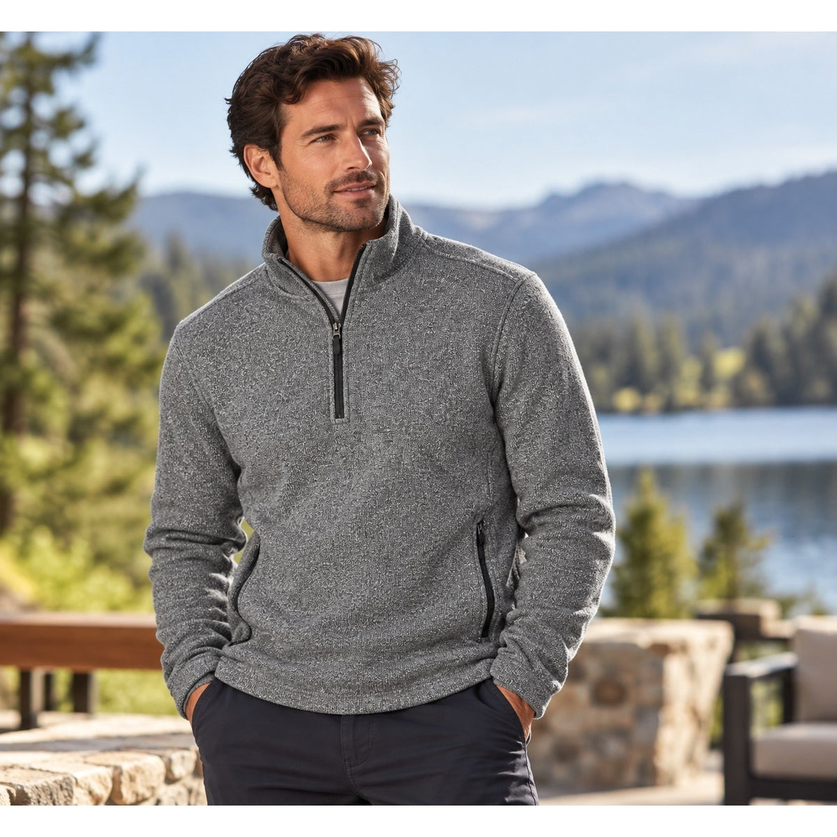 Mack Weldon Latitude Fleece Quarter Zip Pullover — Size Small // Preowned