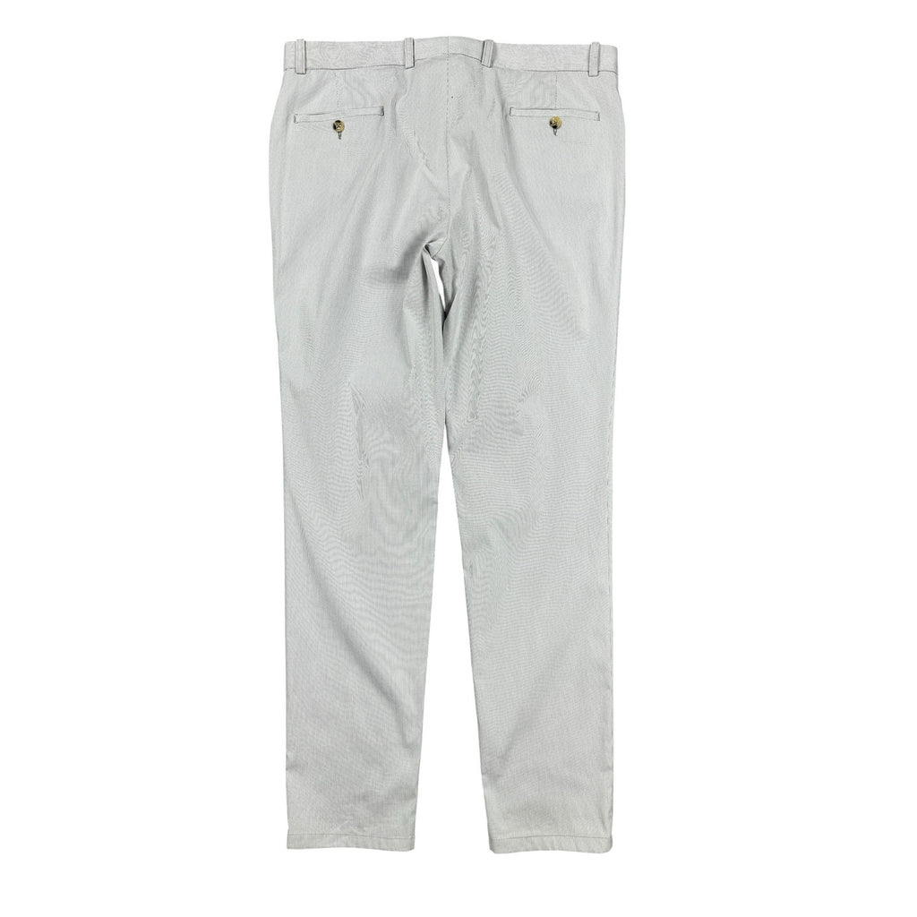 Jack Victor Made in Italy Sage Striped Chino Dress Pants in Gray White — Size 38