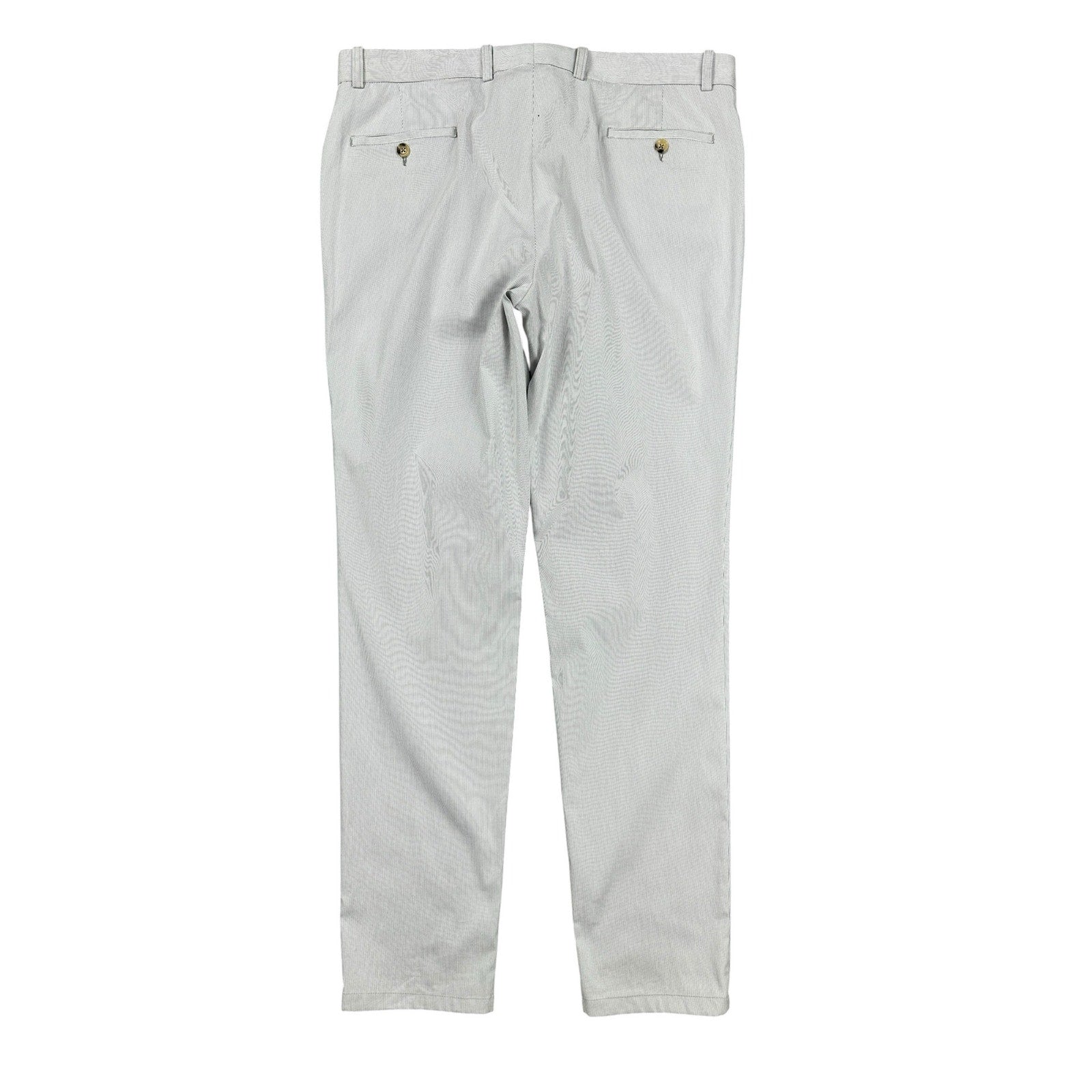 Jack Victor Made in Italy Sage Striped Chino Dress Pants in Gray White — Size 38