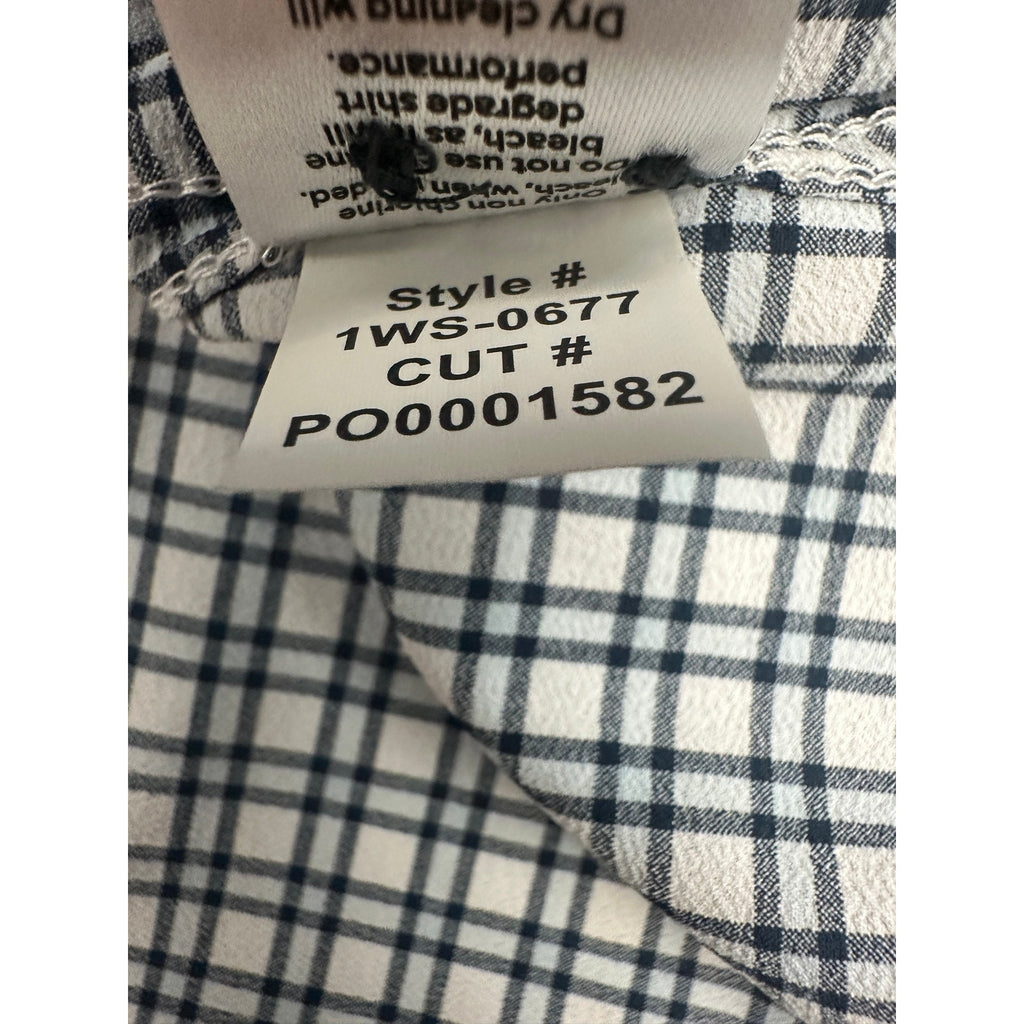Mizzen+Main Monaco Trim Plaid Performance Long Sleeve Button Down in Navy Light Blue White — Size 2XL // Preowned